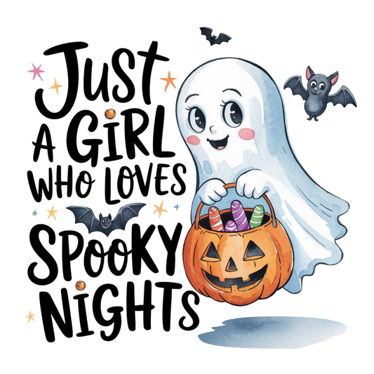 Just a Girl Who Loves Spooky Nights - Funny Halloween Sublimation - PNG File