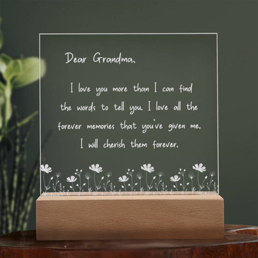 Engraved Acrylic Plaque Gift for Grandma | Birthday Gift for Grandma