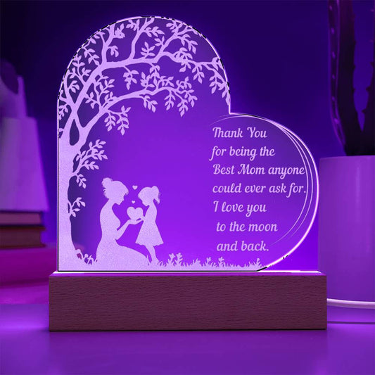 Engraved Acrylic Heart Gift for Mom | Birthday Gift for Mom