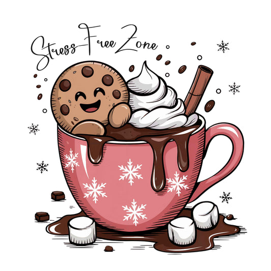 Cute Christmas "Stress Free Zone" Sublimation - PNG File - Digital Download