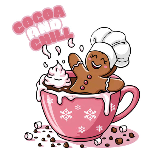 Cute Christmas "Cocoa and Chill" Sublimation - PNG File - Digital Download